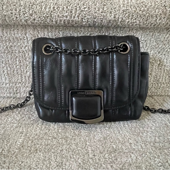 Longchamp Brioche XS Crossbody Shoulder Black Leather Handbag BRAND NEW - Picture 3 of 10